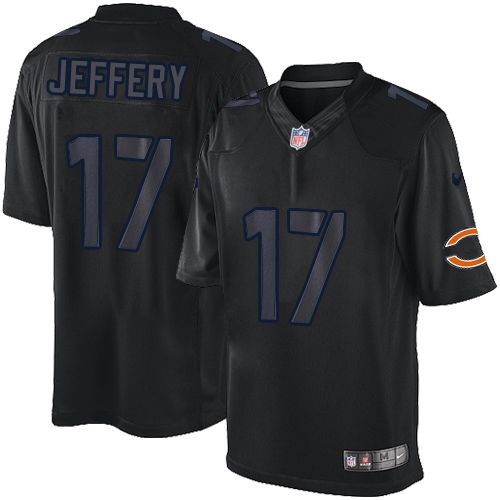 Men's Limited Alshon Jeffery Nike Jersey Black - #17 Impact NFL Chicago Bears